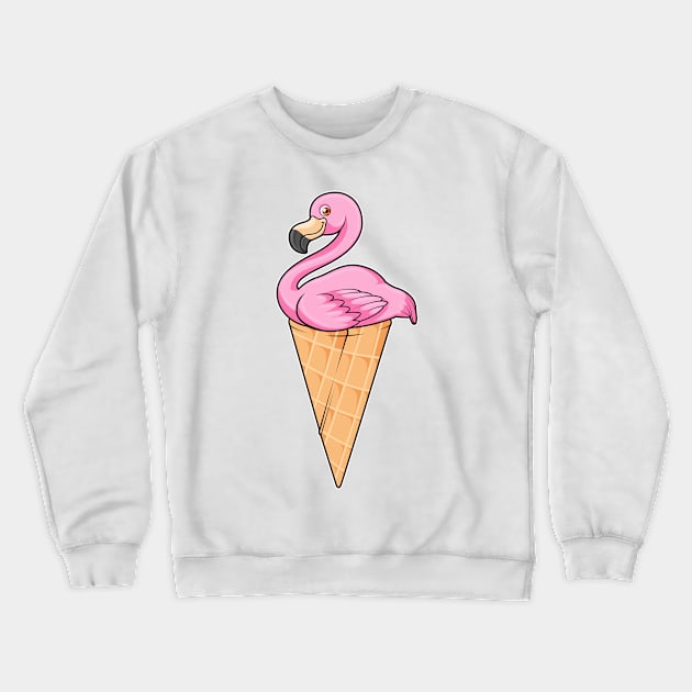 Flamingo with Waffle of Ice cream Crewneck Sweatshirt by Markus Schnabel